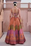 Buy_Irrau By Samir Mantri_Peach Dupion, Organza Embroidery, Tassels, Zari V-neck Parijat Lehenga Set _Online_at_Aza_Fashions