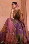 Irrau By Samir Mantri_Multi Color Organza, Crepe Embroidery, Gulbahar Embellished Saree With Blouse _at_Aza_Fashions