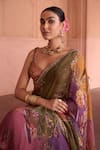 Buy_Irrau By Samir Mantri_Multi Color Organza, Crepe Embroidery, Gulbahar Embellished Saree With Blouse 