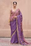Buy_Irrau By Samir Mantri_Purple Organza, Crepe Embroidery, Sequins Sweetheart Raatrani Saree With Blouse _at_Aza_Fashions