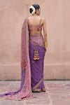 Shop_Irrau By Samir Mantri_Purple Organza, Crepe Embroidery, Sequins Sweetheart Raatrani Saree With Blouse _at_Aza_Fashions