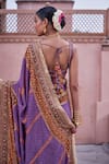 Shop_Irrau By Samir Mantri_Purple Crepe Embroidery, Tassels Banafsha Chevron Pattern Saree With Blouse _at_Aza_Fashions