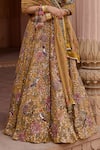 Buy_Irrau By Samir Mantri_Mustard Organza Embroidery, Sequins, Tassels V-neck Surajmukhi Lehenga Set _Online_at_Aza_Fashions
