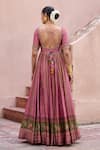 Shop_Irrau By Samir Mantri_Pink Dupion, Organza Embroidery, Tassels Sevanthi Printed Anarkali With Dupatta _at_Aza_Fashions