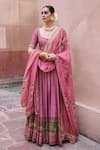 Buy_Irrau By Samir Mantri_Pink Dupion, Organza Embroidery, Tassels Sevanthi Printed Anarkali With Dupatta _Online_at_Aza_Fashions