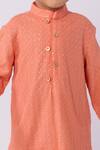 Buy_Minikin_Coral Georgette, Cotton, Silk Embroidery, Sequins Lucknowi Kurta Set _Online_at_Aza_Fashions