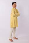 Minikin_Yellow Georgette, Cotton, Silk Embroidery Lucknowi Kurta Set _Online_at_Aza_Fashions