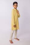 Buy_Minikin_Yellow Georgette, Cotton, Silk Embroidery Lucknowi Kurta Set _at_Aza_Fashions