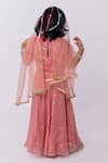 Shop_Minikin_Pink Chanderi, Net Sequins, Embroidery, Lace Lehenga Set _at_Aza_Fashions