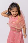 Shop_Minikin_Pink Chanderi, Net Sequins, Embroidery, Lace Lehenga Set _Online_at_Aza_Fashions