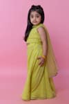Buy_Minikin_Lime Georgette, Chanderi Silk, Net Sequins, Chikankari Top Palazzo Set _Online_at_Aza_Fashions