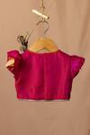 Shop_Minikin_Pink Chanderi Silk, Georgette Embroidery, Gota Patti Lotus Top And Lehenga Set _at_Aza_Fashions