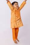 Minikin_Orange Cotton, Silk Gota Patti Lotus Kurta Set _Online_at_Aza_Fashions