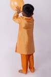 Shop_Minikin_Orange Cotton, Silk Gota Patti Lotus Kurta Set _at_Aza_Fashions