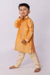 Shop_Minikin_Orange Cotton, Silk Lace Gota Embroidered Kurta Set _at_Aza_Fashions