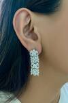 Shop_Prerto_White Crystals, Stones Floral Diamond Line Choker Set _at_Aza_Fashions