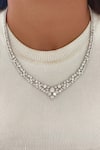 Buy_Prerto_Silver Plated Crystals, Stones Geometric Diamond Necklace Set _at_Aza_Fashions