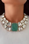 Buy_Prerto_Emerald Green Stones, Crystals Grandest Mint Doublet And Moissanite Necklace Set _at_Aza_Fashions