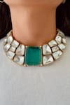 Buy_Prerto_Emerald Green Gemstones, Crystals Grandest Doublet And Moissanite Necklace Set _at_Aza_Fashions
