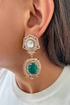 Shop_Prerto_Gold Plated Gemstones, Crystals Baguette And Emerald Doublet Pendant Choker Set _at_Aza_Fashions