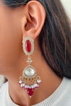 Shop_Prerto_Red Pearls, Stones, Beads Roshanara Ruby Moissanite And Choker Set _at_Aza_Fashions