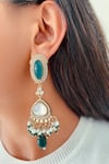 Shop_Prerto_Emerald Green Gemstones, Pearls, Roshanara Moissanite And Choker Set _at_Aza_Fashions