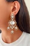 Shop_Prerto_Gold Plated Stones, Faux Diamonds The Mahal Moissanite Choker Necklace Set _at_Aza_Fashions