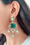 Shop_Prerto_Gold Plated Stones, Diamonds The Mahal Emerald Doublets And Moissanite Choker Set _at_Aza_Fashions