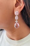 Shop_Prerto_Pink Stones Zircon And Drop Necklace Set _at_Aza_Fashions