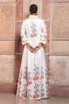 Shop_Shruti Sancheti_White Silk Embroidery, Piping Collared Chintz Gown With Belt _at_Aza_Fashions