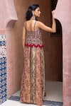 Shop_Shruti Sancheti_Red Satin, Mirrors, Embroidery Sweetheart Neck Colorblock Gown _at_Aza_Fashions