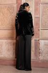 Shop_Shruti Sancheti_Black Velvet Applique, Embroidery Blazer _at_Aza_Fashions