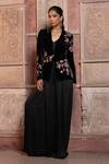 Buy_Shruti Sancheti_Black Velvet Applique, Embroidery Blazer _at_Aza_Fashions