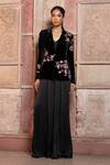 Shruti Sancheti_Black Velvet Applique, Embroidery Blazer _at_Aza_Fashions