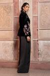 Buy_Shruti Sancheti_Black Velvet Applique, Embroidery Blazer 