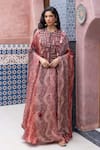 Buy_Shruti Sancheti_Multi Color Silk Satin Mirrors, Embroidery, Tassels Round Paisley Print Kaftan _at_Aza_Fashions