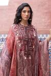 Buy_Shruti Sancheti_Multi Color Silk Satin Mirrors, Embroidery, Tassels Round Paisley Print Kaftan _Online_at_Aza_Fashions