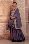 Buy_Shruti Sancheti_Purple Maheshwari, Tissue, Silk Embroidery, Zari Paisley Jacket And Anarkali Set _Online_at_Aza_Fashions