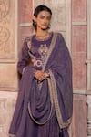 Shruti Sancheti_Purple Maheshwari, Tissue, Silk Embroidery, Zari Paisley Jacket And Anarkali Set _at_Aza_Fashions