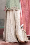Shruti Sancheti_Mint Maheshwari, Tissue Embroidery, Lace Round Neck Paisley Short Kurta Set _Online_at_Aza_Fashions