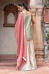 Shop_Shruti Sancheti_Mint Maheshwari, Tissue Embroidery, Lace Round Neck Paisley Short Kurta Set _at_Aza_Fashions