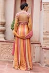 Shop_Shruti Sancheti_Multi Color Maheshwari, Tissue Embroidery, Tassels Round Anarkali With Dupatta _at_Aza_Fashions