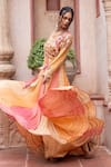 Shop_Shruti Sancheti_Multi Color Maheshwari, Tissue Embroidery, Tassels Round Anarkali With Dupatta _Online_at_Aza_Fashions