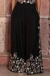 Shruti Sancheti_Black Satin, Embroidery Collared Paisley Waistcoat With Pant _Online_at_Aza_Fashions