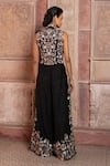 Shop_Shruti Sancheti_Black Satin, Embroidery Collared Paisley Waistcoat With Pant _at_Aza_Fashions