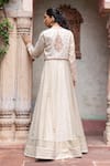 Shop_Shruti Sancheti_Ivory Maheshwari, Tissue Embroidery Round Paisley Crop Jacket With Anarkali _at_Aza_Fashions
