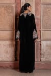 Shop_Shruti Sancheti_Black Velvet Embroidery V-neck Paisley Kaftan _at_Aza_Fashions