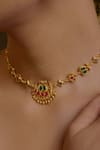 Shop_Zariin_Gold Plated Whispers Of Time Necklace _at_Aza_Fashions