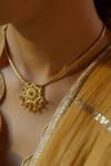 Shop_Zariin_Gold Plated Floral Wonder Pendant Necklace _at_Aza_Fashions