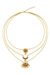 Zariin_Gold Plated Moon And Blooms Layered Necklace _Online_at_Aza_Fashions